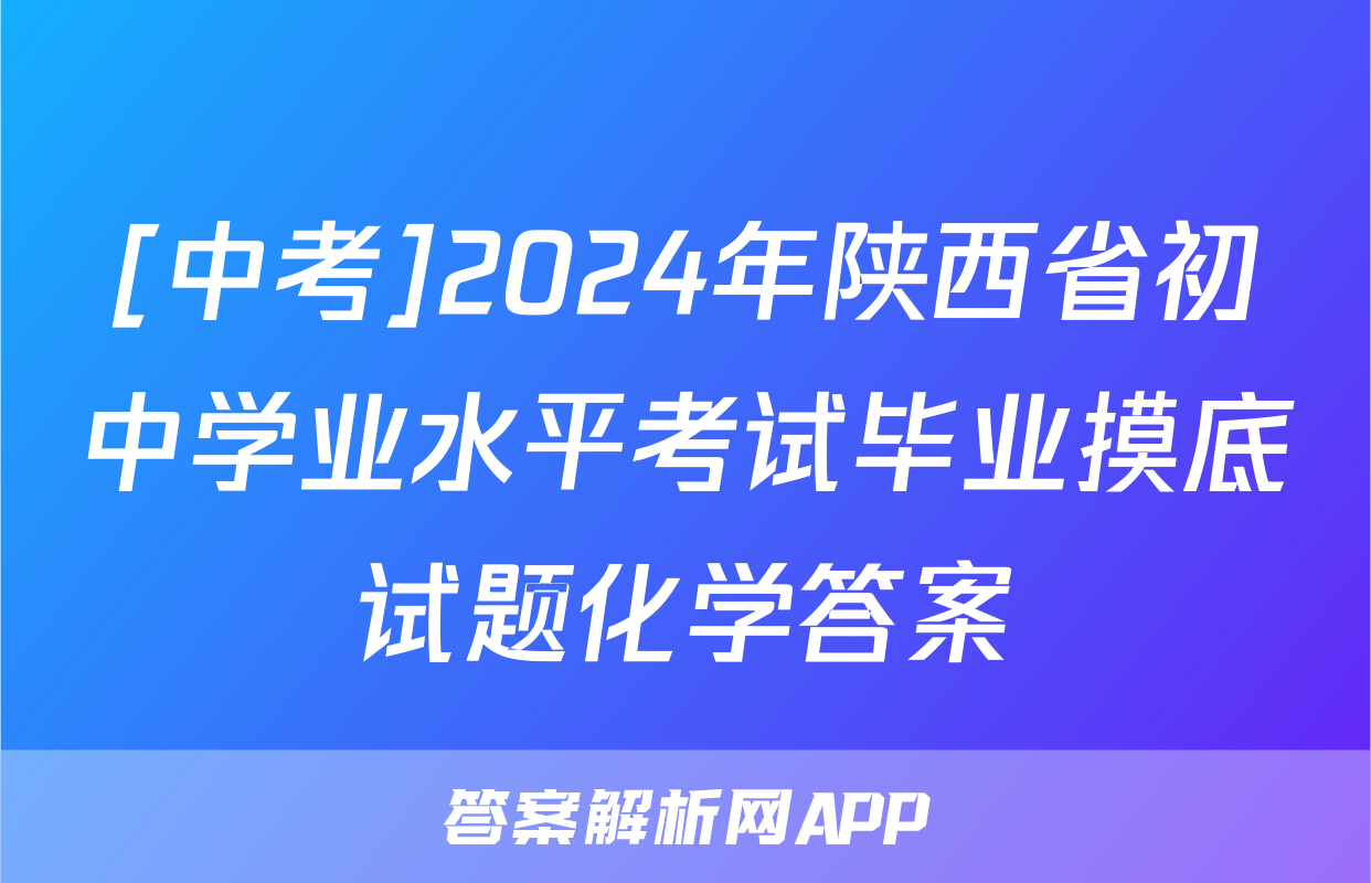 [中考]2024年陕西省初中学业水平考试毕业摸底试题化学答案