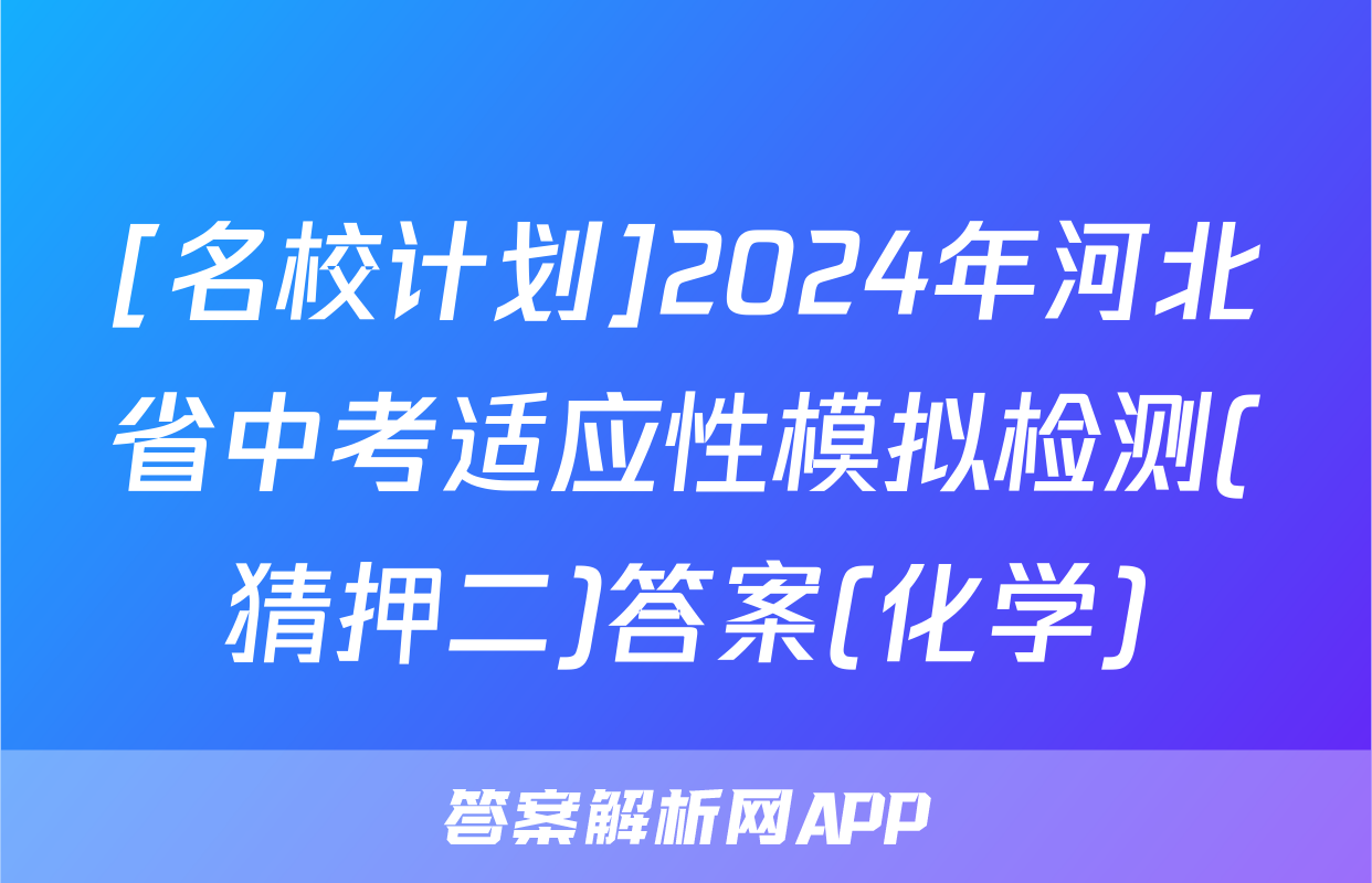 [名校计划]2024年河北省中考适应性模拟检测(猜押二)答案(化学)