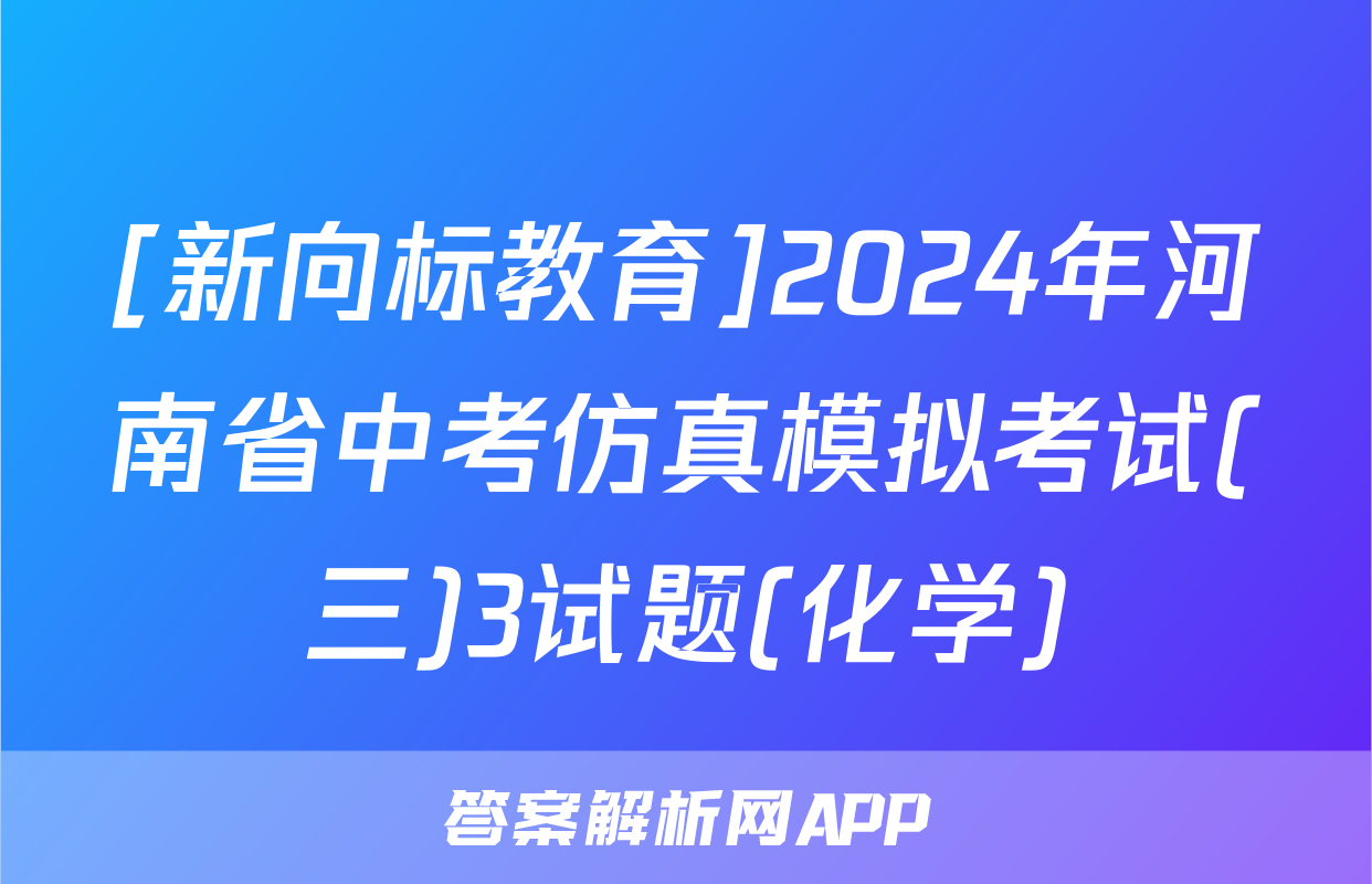 [新向标教育]2024年河南省中考仿真模拟考试(三)3试题(化学)