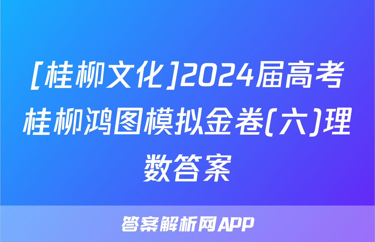 [桂柳文化]2024届高考桂柳鸿图模拟金卷(六)理数答案