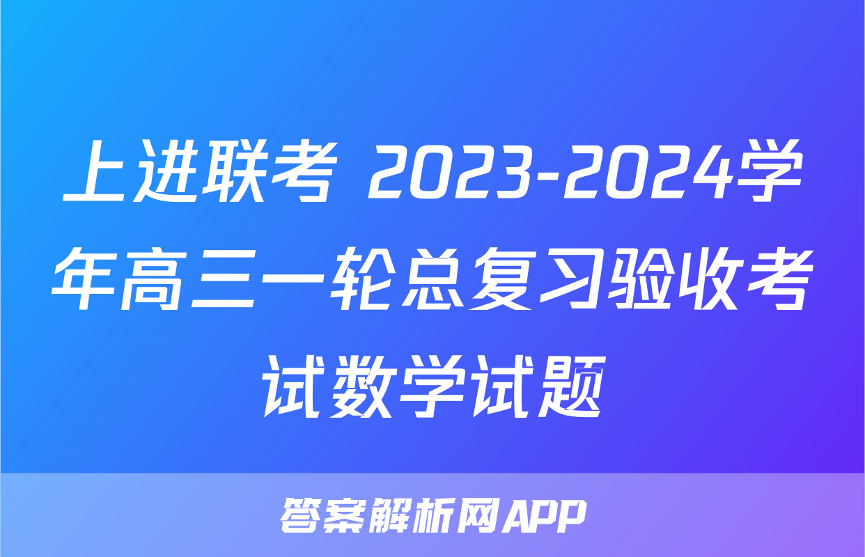 上进联考 2023-2024学年高三一轮总复习验收考试数学试题