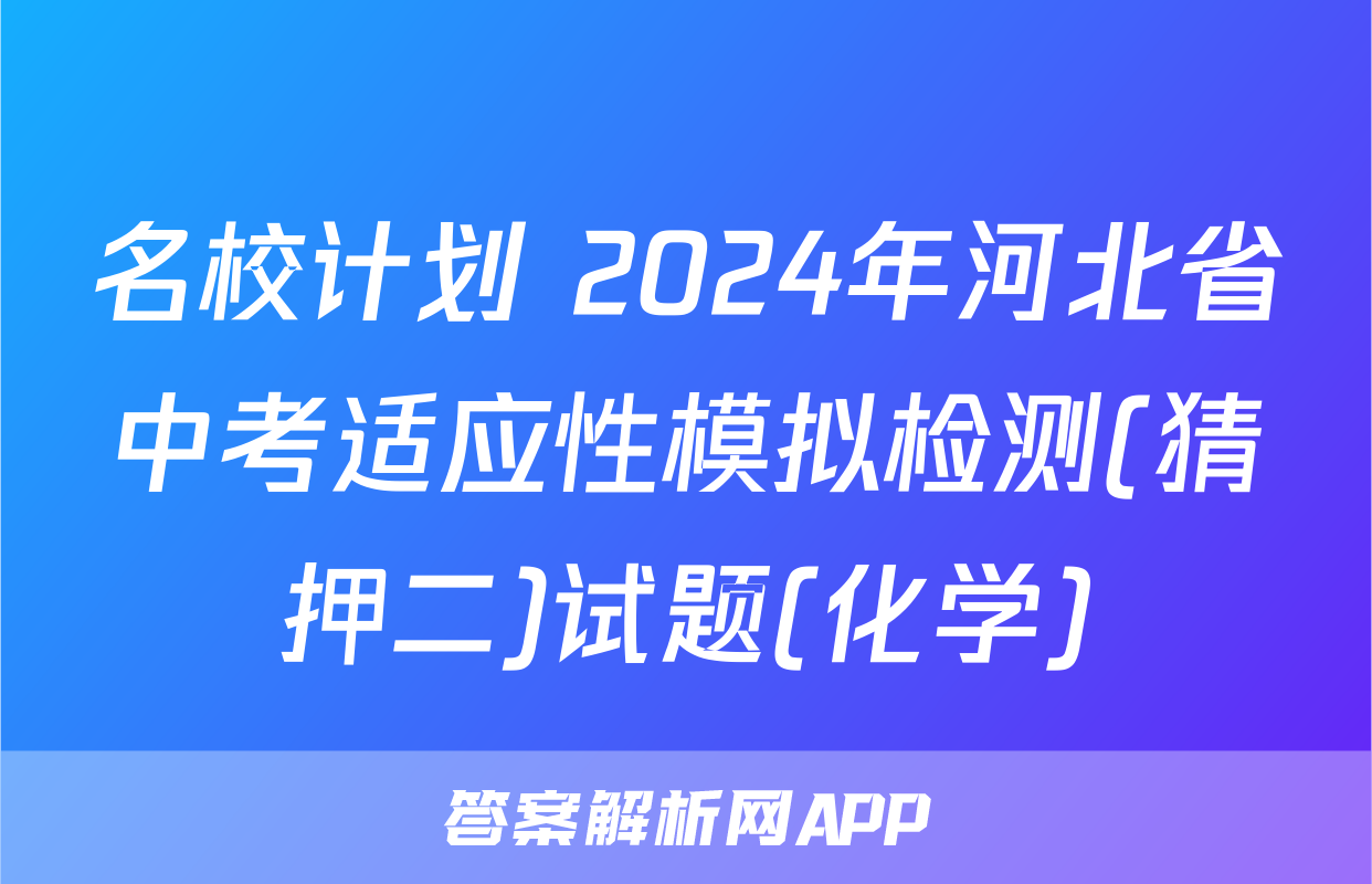 名校计划 2024年河北省中考适应性模拟检测(猜押二)试题(化学)