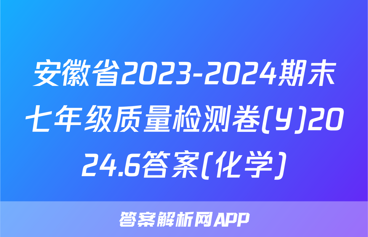 安徽省2023-2024期末七年级质量检测卷(Y)2024.6答案(化学)