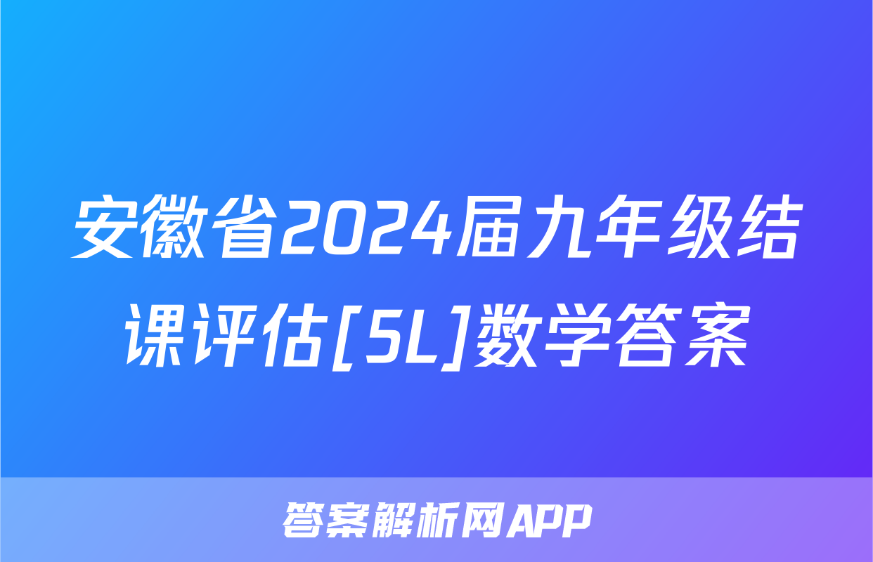 安徽省2024届九年级结课评估[5L]数学答案