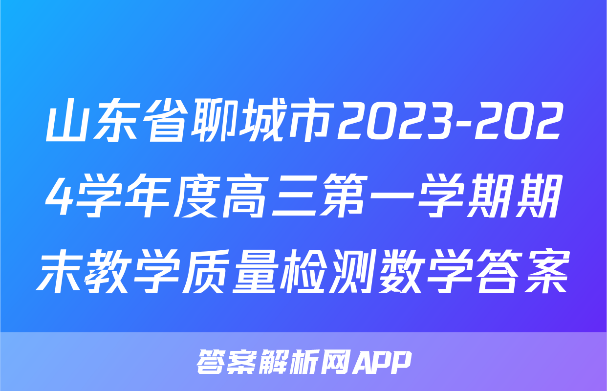 山东省聊城市2023-2024学年度高三第一学期期末教学质量检测数学答案