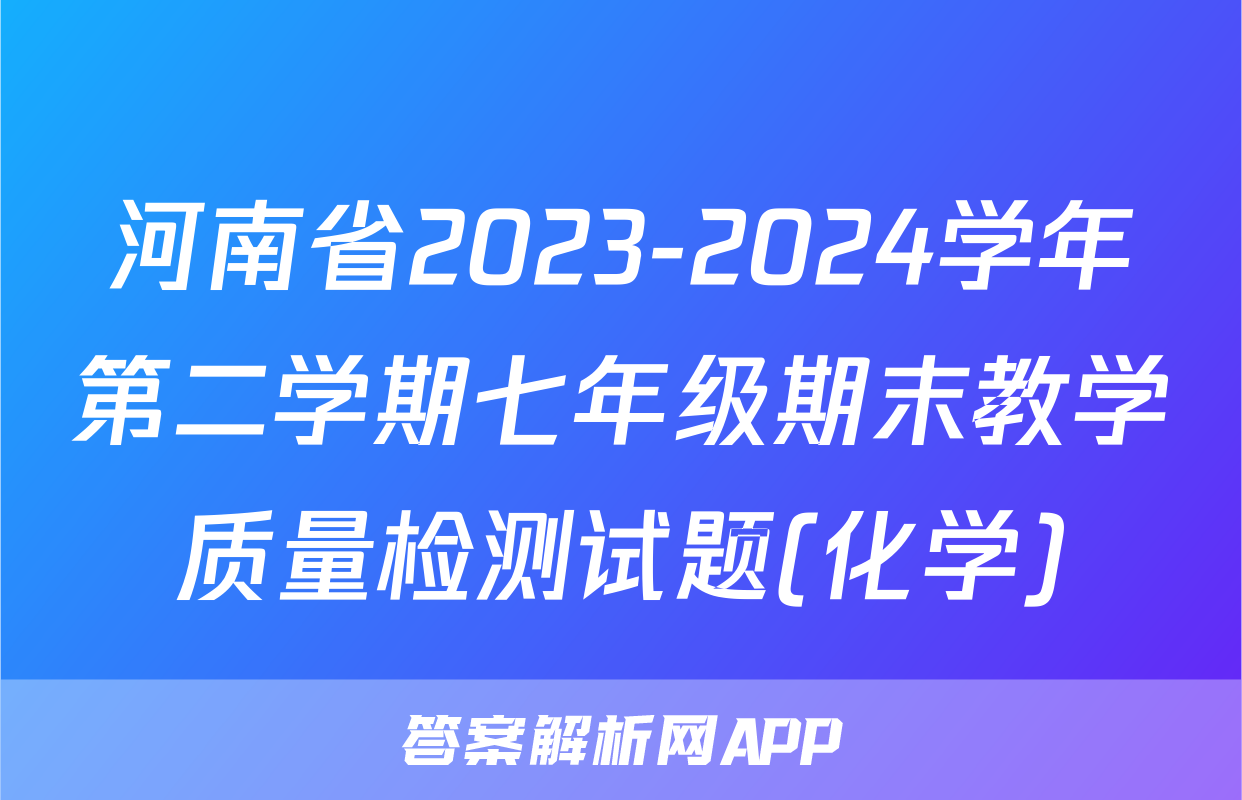 河南省2023-2024学年第二学期七年级期末教学质量检测试题(化学)
