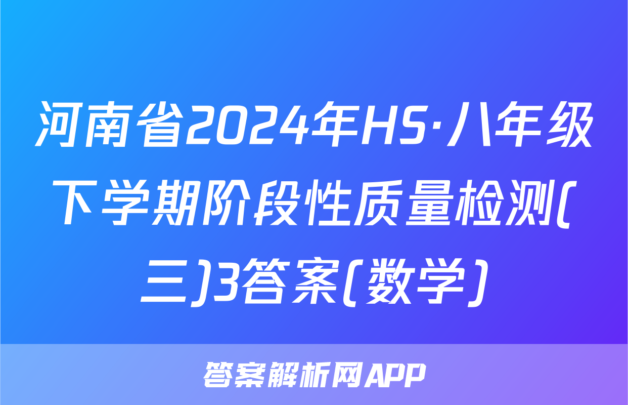 河南省2024年HS·八年级下学期阶段性质量检测(三)3答案(数学)
