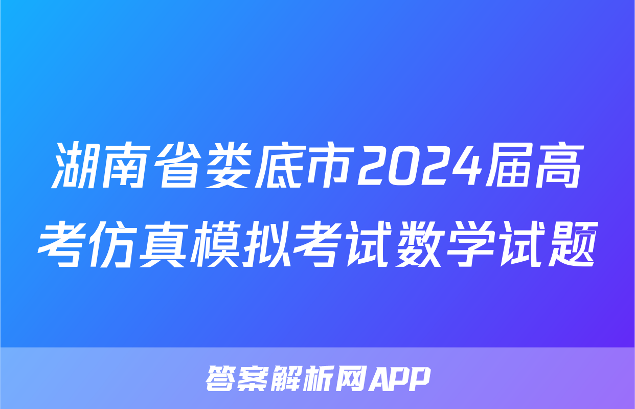 湖南省娄底市2024届高考仿真模拟考试数学试题