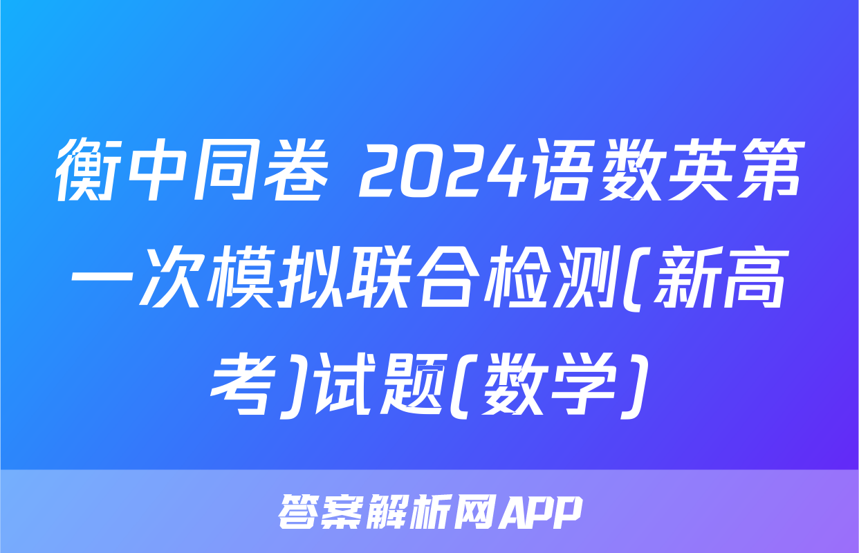 衡中同卷 2024语数英第一次模拟联合检测(新高考)试题(数学)