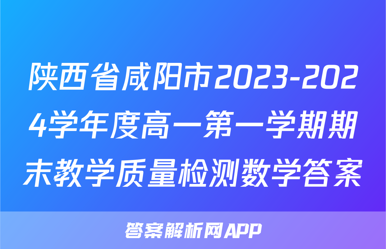 陕西省咸阳市2023-2024学年度高一第一学期期末教学质量检测数学答案