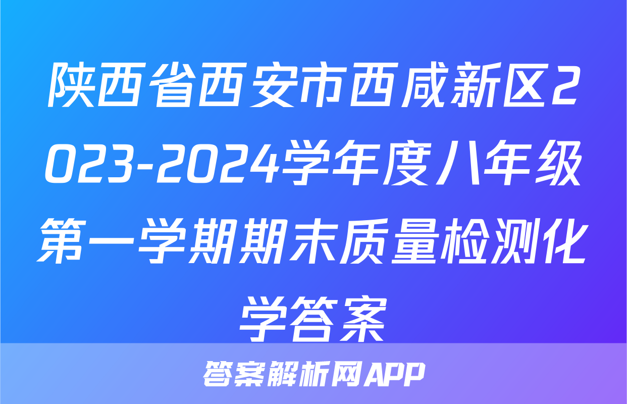 陕西省西安市西咸新区2023-2024学年度八年级第一学期期末质量检测化学答案