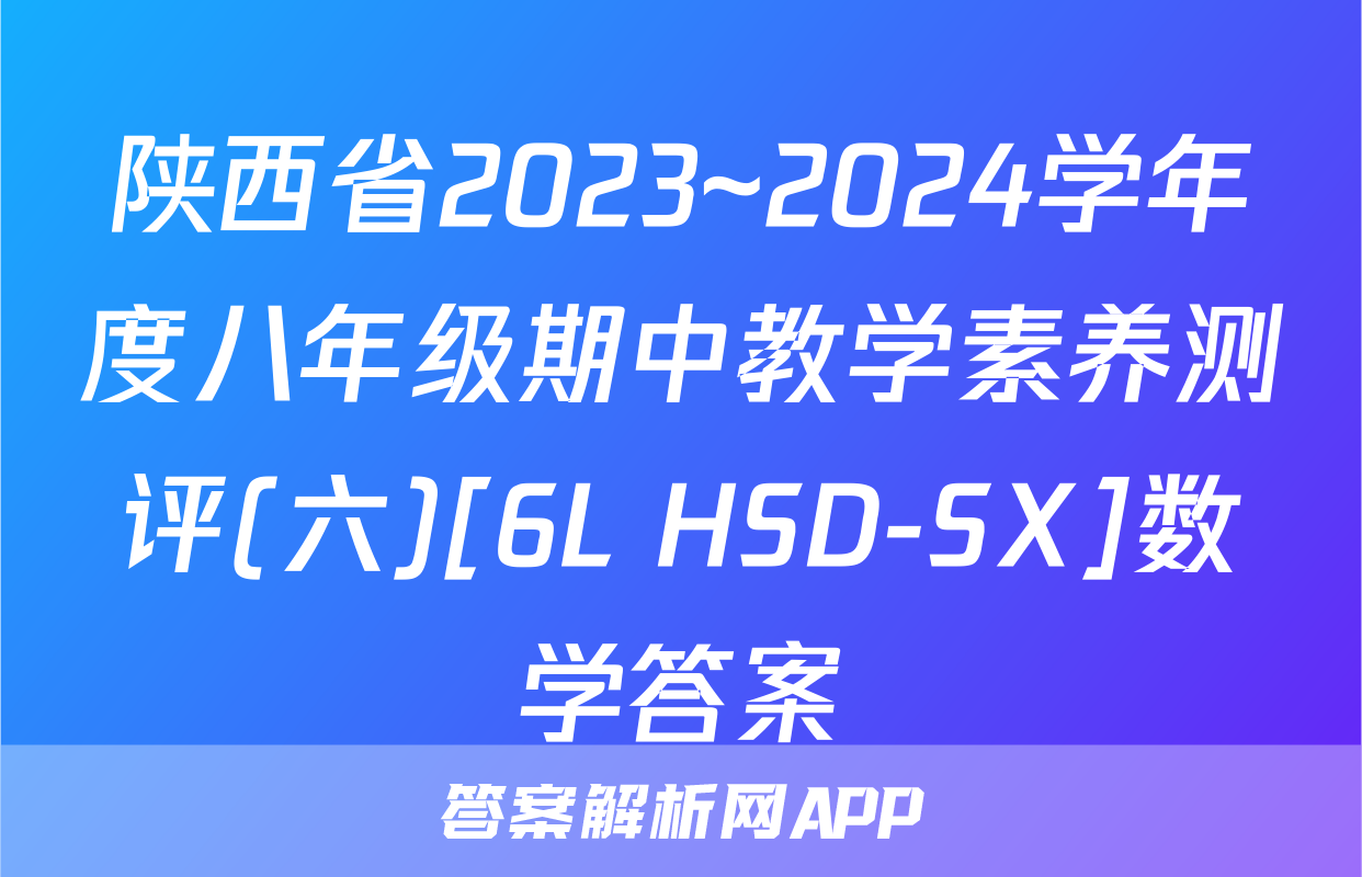 陕西省2023~2024学年度八年级期中教学素养测评(六)[6L HSD-SX]数学答案