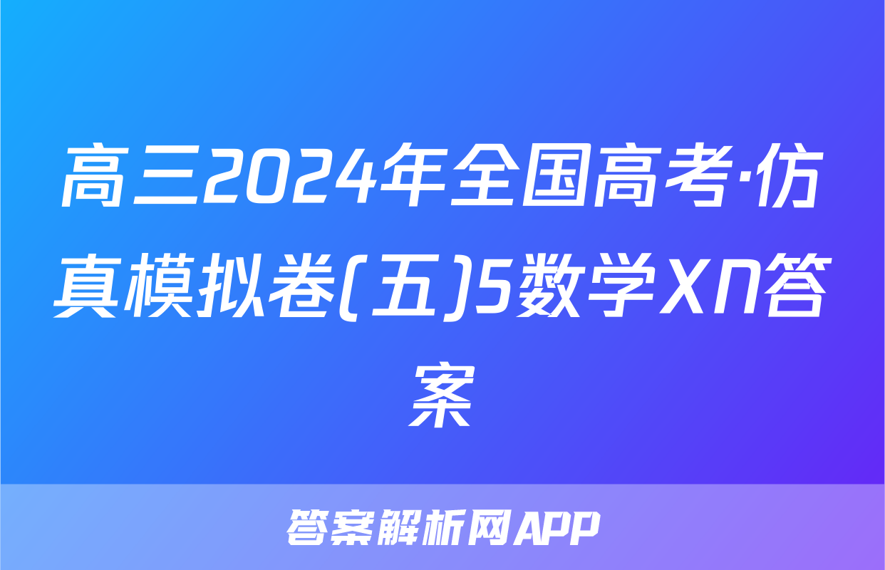 高三2024年全国高考·仿真模拟卷(五)5数学XN答案