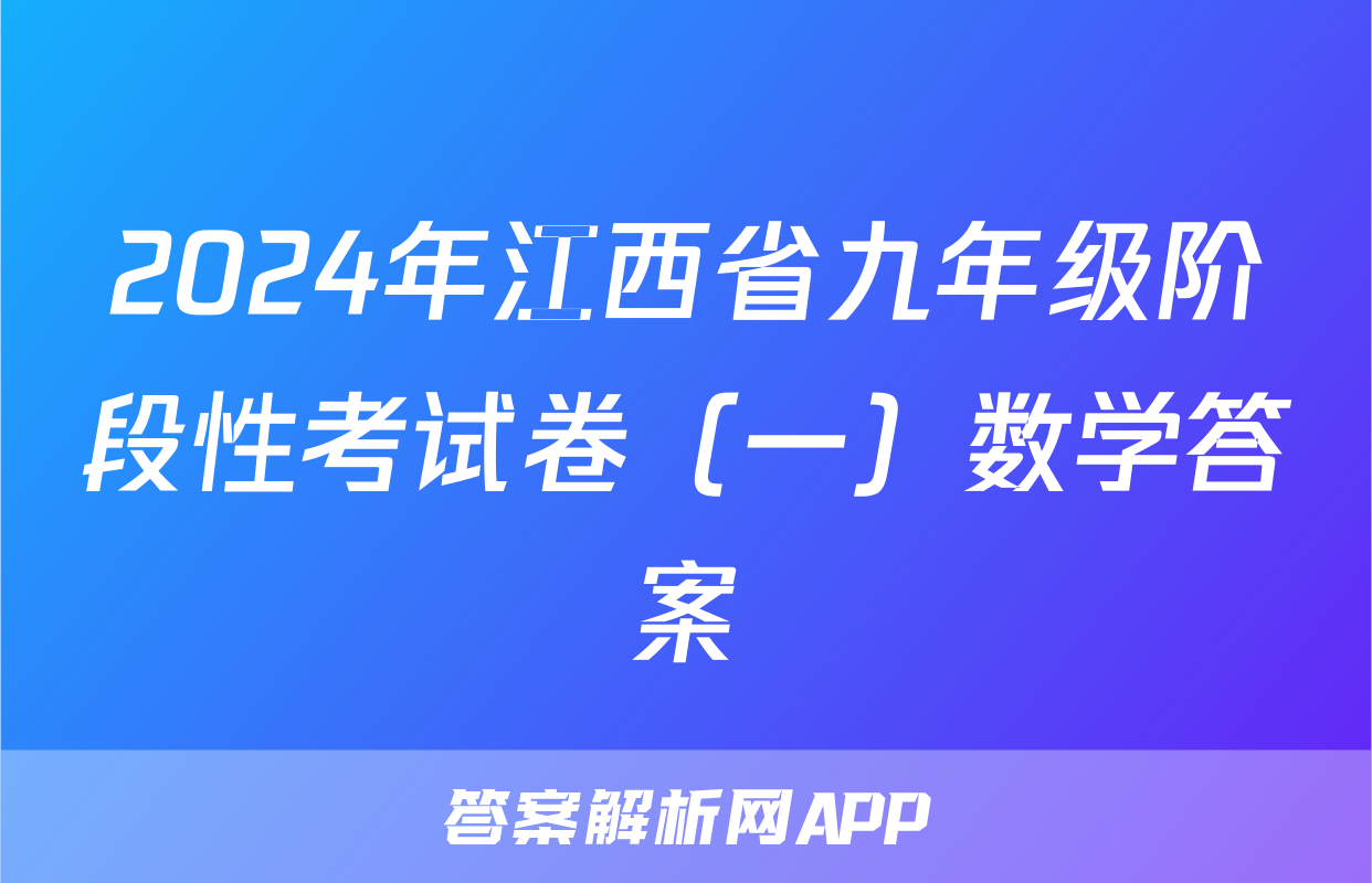 2024年江西省九年级阶段性考试卷（一）数学答案