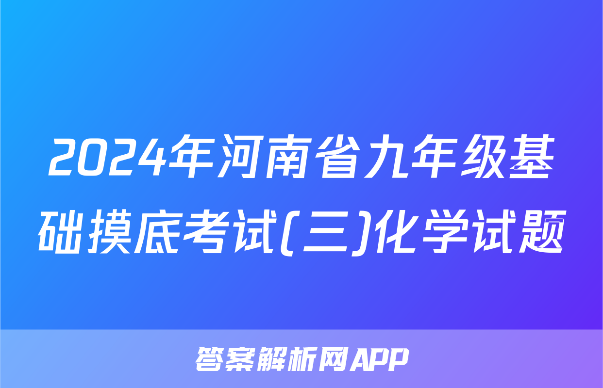 2024年河南省九年级基础摸底考试(三)化学试题
