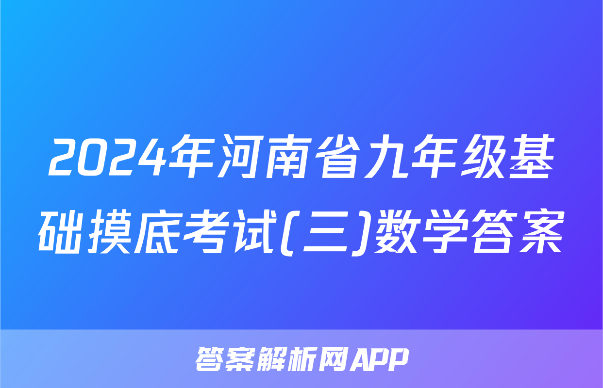 2024年河南省九年级基础摸底考试(三)数学答案