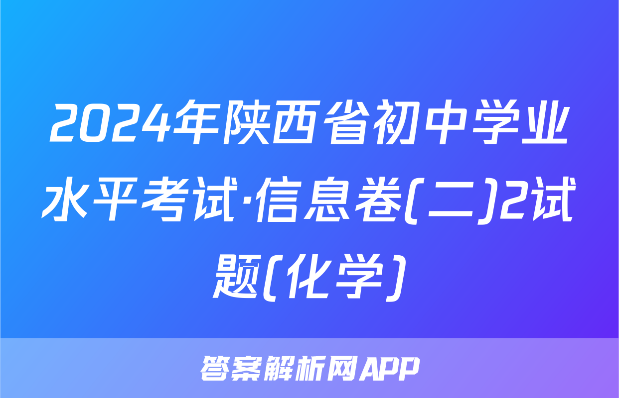 2024年陕西省初中学业水平考试·信息卷(二)2试题(化学)