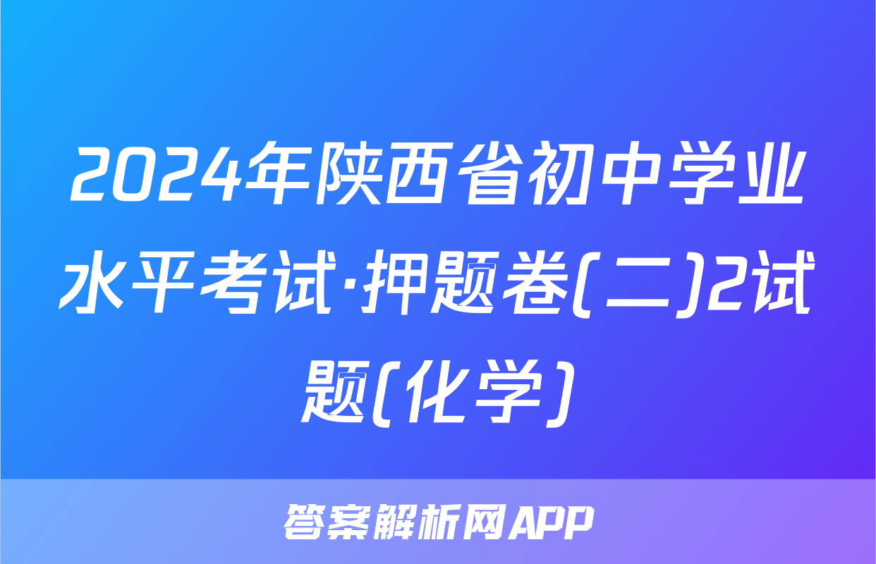 2024年陕西省初中学业水平考试·押题卷(二)2试题(化学)