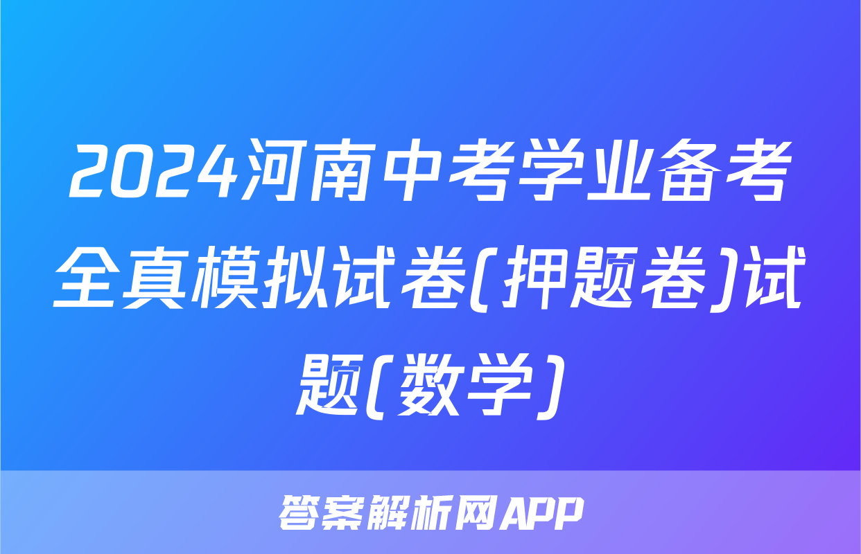 2024河南中考学业备考全真模拟试卷(押题卷)试题(数学)